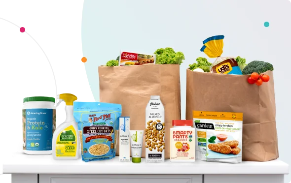 A grocery basket filled with natural products